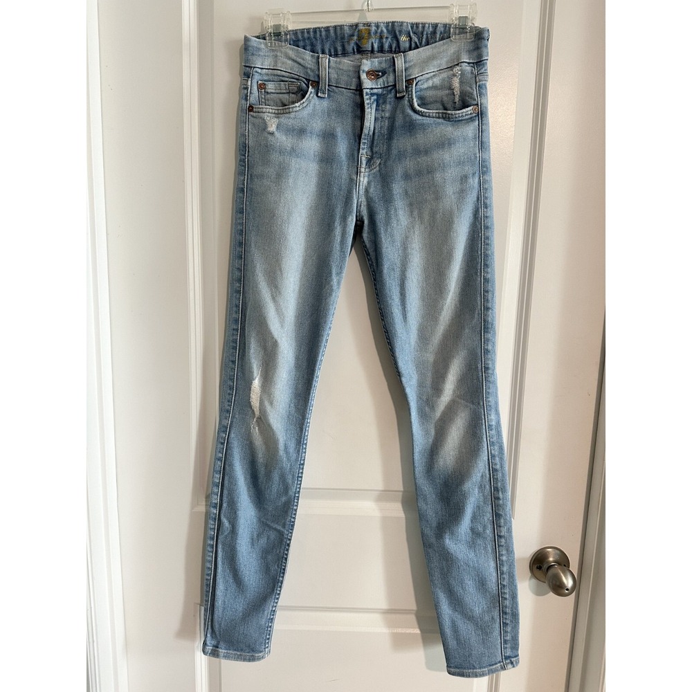 7 For All Mankind The Skinny Jeans Size 26 Denim Distressed High Rise Streetwear